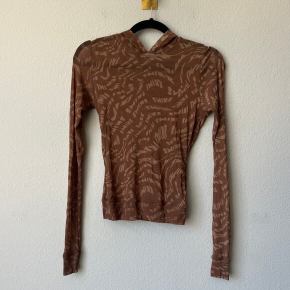 SKIMS Summer Mesh Hoodie Top in Cocoa Size S - Picture 2 of 5